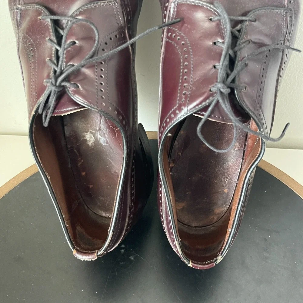 Allen Edmonds McAllister Men 10.5 B Wingtip Oxford Burgundy Shoes Quiet Luxury
